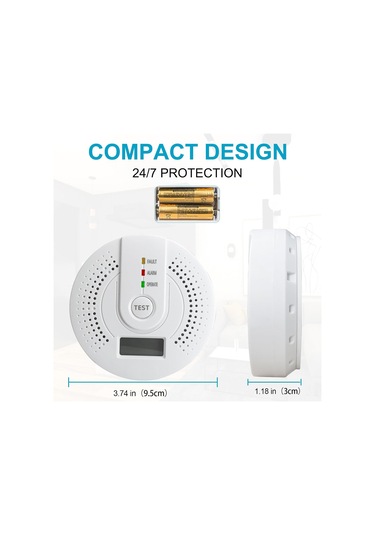 Youtek Ev Güvenliği İçin 2'li Paket Pilli Karbon Monoksit Dedektörü - Dijital Ekranlı Gerçek Zamanlı Uyarı Ve İzleme Çok Renkli