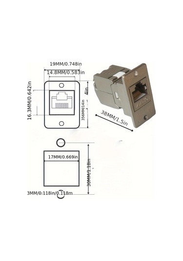 Xuweiwei Siyah 2 Adet Kategorisi 7 Rj45 Metal Panel Vidalı Montaj Güç Hatı Ağ Adaptörü 5 Adet