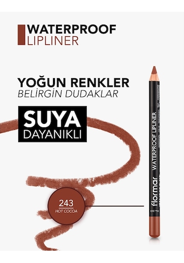 Flormar Waterproof Lipliner - Suya Dayanıklı Dudak Kalemi No:243 Hot Cocoa 1.14 g 8690604567584