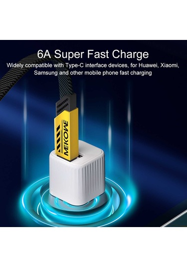 Wk Wdc-190a Mech Serisi 6a Usb Usb-c / Tip-c Hızlı Şarj Veri Kablosu, Uzunluk: 1m Sarı
