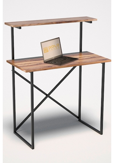 Çalışma Masası Raf Kitaplık Çok Amaçlı Ofis Masa Ceviz