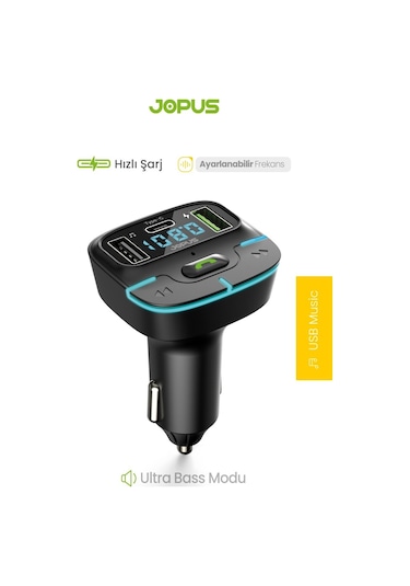 Uiowoo Mp3 F9 Araç Fm Transmitter 5.3 Bluetooth Araç Kiti Usb Type-c 18w Hızlı Şarj Çıkışlı Çakmaklık Girişli