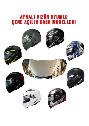 NCR Çene Açılır Kask Aynalı Vizör Camı 158 Standart