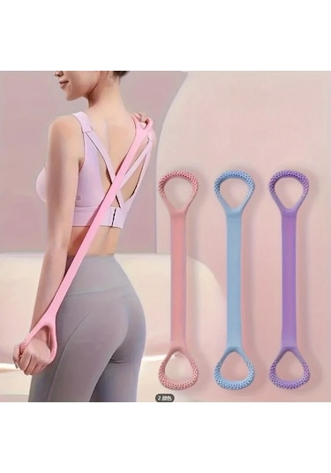 Fochsia Mavi 8 Şekil Yoga Direnç Bandı, Sırt Kol Fitness Antrenman İçin Mavi