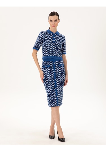 Pierre Cardin Kadın Saks Etek Triko 50290548-vr045 Saks