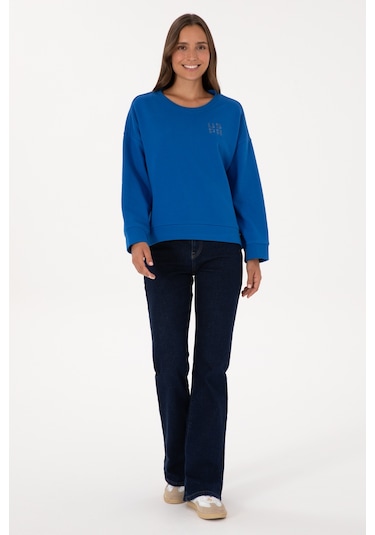 U.S. Polo Assn. Kadın Koyu Mavi Bisiklet Yaka Basic Sweatshırt 50313565-VR032