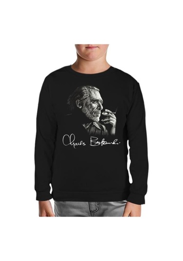 Charles Bukowski Siyah Çocuk Sweatshirt Siyah