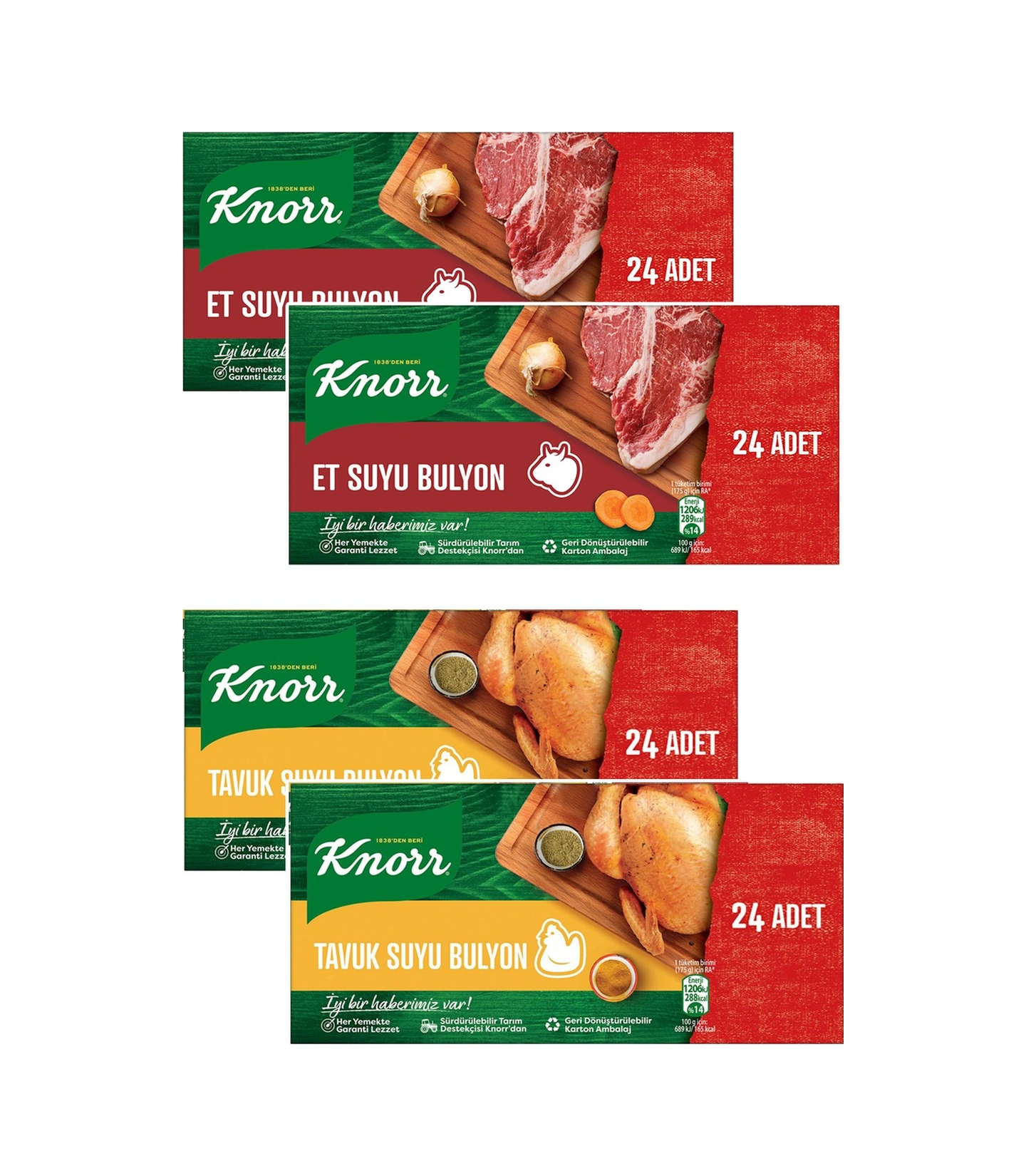 Knorr Tavuk Ve Et Suyu Bulyon 24 Adet 240 Gr 4 Lü Karma Paket