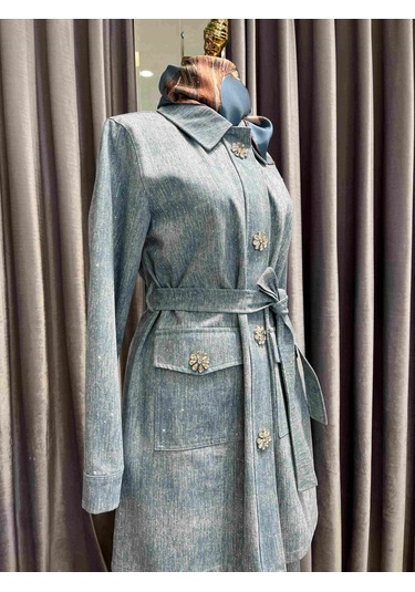 Selinada Taşlı Kot Ceket - Açık Mavi - 40 Açık Mavi