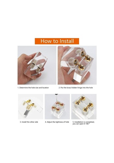 Görünmez Gizli Pirinç Mücevher Kutusu Menteşeleri, Altın, 12mm, ,