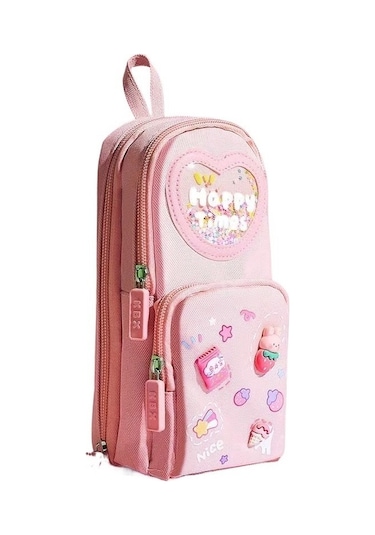 Şık Ve Dayanıklı Üç Bölmeli İlkokul Kız Çantası Seti, Geniş Depolama Alanlı Okul Çantası Ve Kalem Kutusu, Sevimli Desenli Kırtasiye Çantası, Küçük Kızlar İçin Pratik Ve Fonksiyonel Okul Çantası Pembe