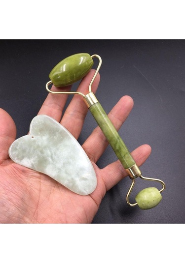 Yeşim Kazıyıcı İle Doğal Yüz Rulo Yeşim Taşı Rulo Yüz Güzellik Aletleri Yeşil