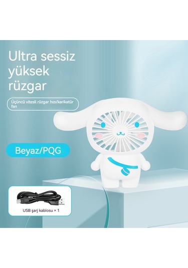 Aurora Çocuk El Masaüstübüyük Fanşarj Edilebilir Karikatür Fan Oyuncak Beyaz