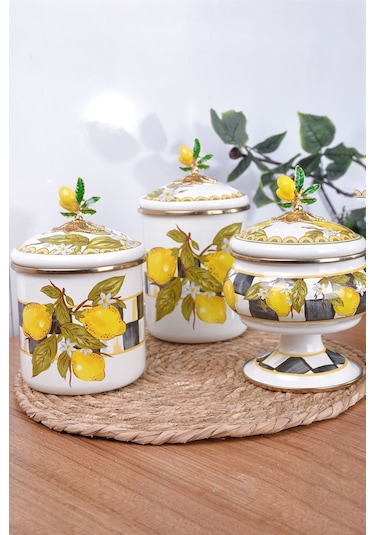 Lndset-9663-26 Miss Betty 3'lü Emaye Kavanoz Seti 001