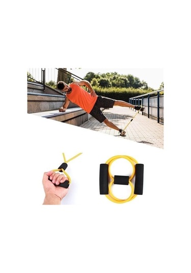 Ollevra Direnç Bandı 8 Şeklinde Yoga Plates Ve Vücut Geliştirme Egzersiz Bandı Sarı