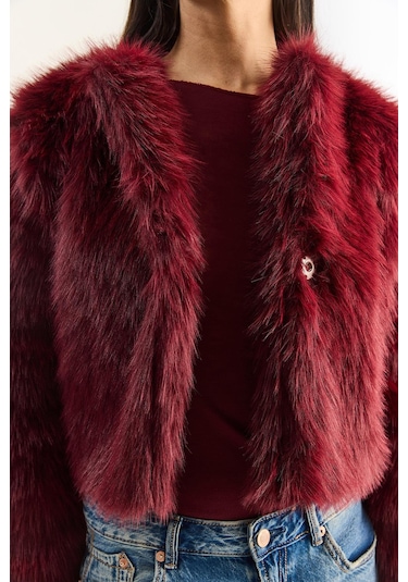 Shade Kadın Suni Kürkllü Astarlı Mont 38119 60251968 - Bordo