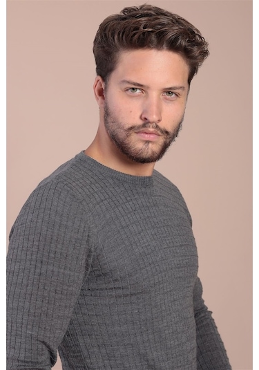 Ferraro Bisiklet Yaka Superfine Yün Kazak - Antrasit Antrasit (490433313) Antrasit