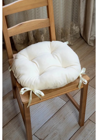 Slavıca Sandalye Minderi Yuvarlak 40x40 Cm Set 2 Adet 194172471 Sütlü