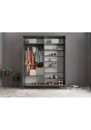 İmaj Sürgülü Portmanto Vestiyer Füme - Montaj Dahil 140 Cm