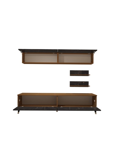 Decoraktiv Eko 5 Mdf Std Gold Tv Ünitesi Tv Sehpası Ceviz - Siyah Mermer