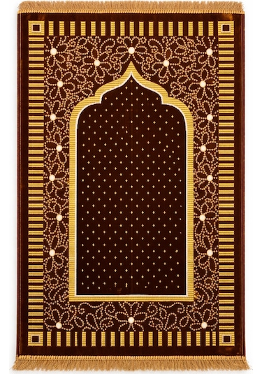 Kadife Seccade 110x70 Cm Yumuşak Dokulu, Dodya İplik İşlemeli Sarı