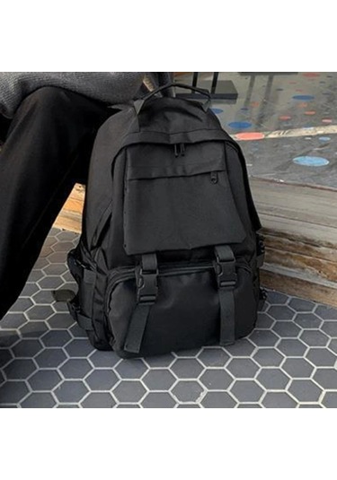 Myinkai Siyah Öğrenciler Sırt Çantaları Büyük Kapasiteli Seyahat Siyah