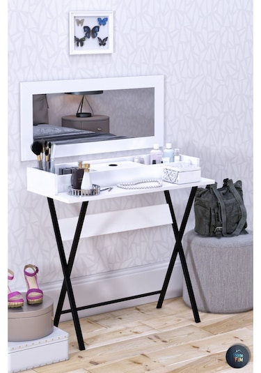 Stilvoll Aynalı Makyaj Masası Beyaz