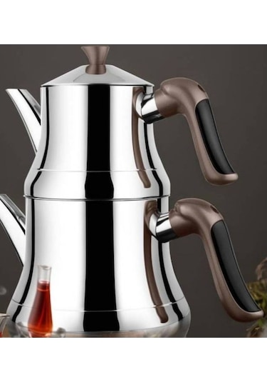 Lines Naz Aile Çaydanlık Kristal Kulp Brons Soft Inox