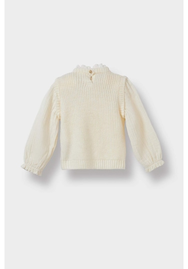 Defacto Kız Bebek Bisiklet Yaka Nakışlı Kazak C8277a525wnbg744 Bej