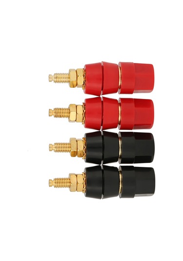 Konesam Altın Kaplama Hoparlör Bağlantı Terminaleği, 4 Adet Kırmızı-siyah , 4mm Muz Plug Uyumlu, Kolay Kurulum, Amfi Ve Ses Cihazları İçin Sinyal Aktarımı