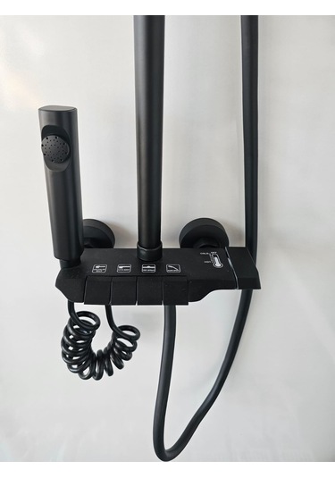 Piyano Duş Seti Kendinden Bataryalı Çoklu Fonksyon Kolay Montaj Uzatma Borusu Hediyeli Siyah