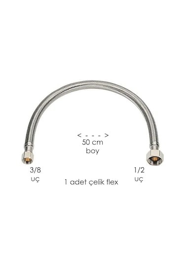 Flex Çelik 1/2 3/8 Uç 50 Cm Boy 1 Adet