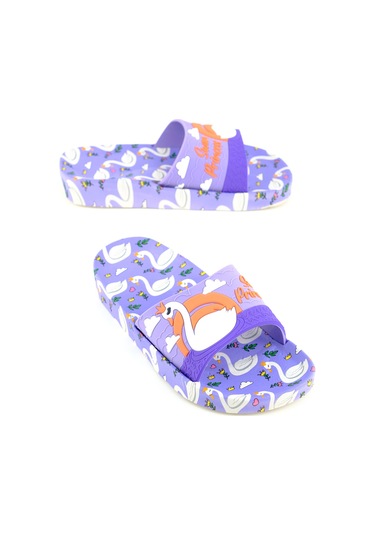 Gezer Kız Çocuk Yazlık Islak Zeminde Kullanıma Uygun Rahat Taban Ev Bahçe Plaj Havuz Terlik Lila