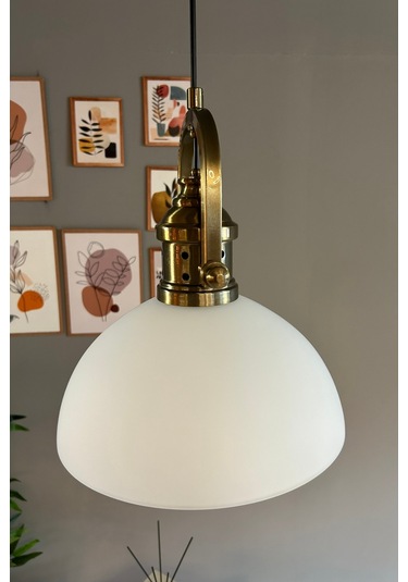 Perry Cam Beyaz Tekli Avize Delikli Eskitme Başlık Retro Sarkıt Lamba Restoran Salon Aydınlatma Beyaz