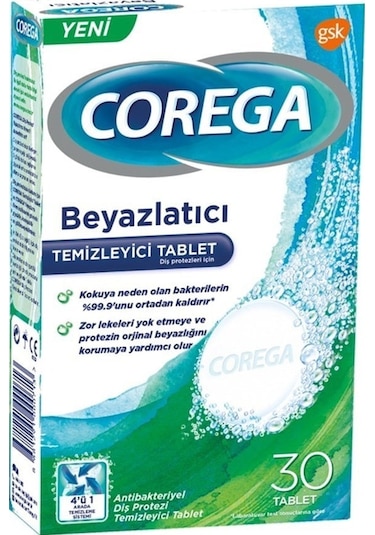 Corega Beyazlatıcı Diş Protezi Temizleyici Tablet 30'lu x 5 Paket