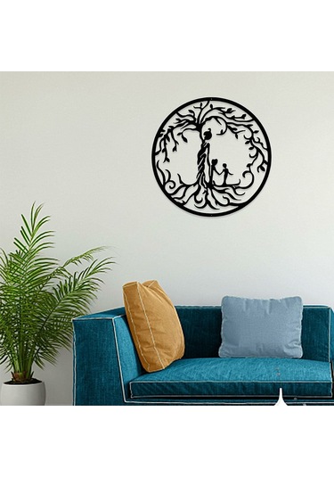 Konesam Metalik Duvar Dekoru, Yaşam Ağacı Figürü, Ev Ve Bahçe İçin Dekoratif Sanat Parçası, 30x30cm