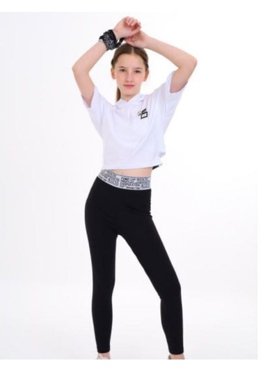 Kız Çocuk Pamuklu Geniş Kesim Kapüşonlu T-shirt-14243 Beyaz