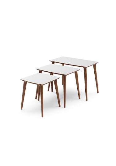 İstanbul 3'lü Zigon Sehpa %100 Mdf Beyaz