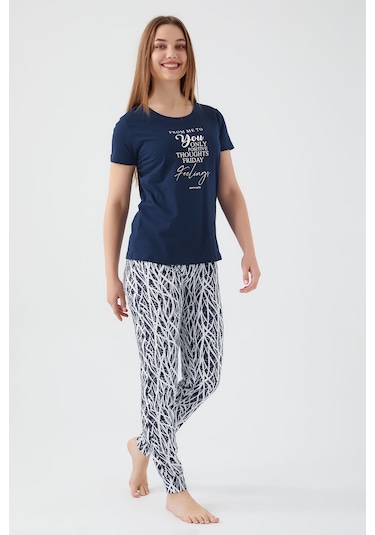 Pierre Cardin 8611 Kadın Kısa Kol Pijama Takım Lacivert