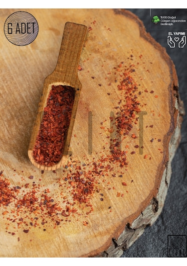 Gürgen El Yapımı Tahta Ahşap Kahve Şeker Ölçü Bal Kaşığı 9cm 6'lı