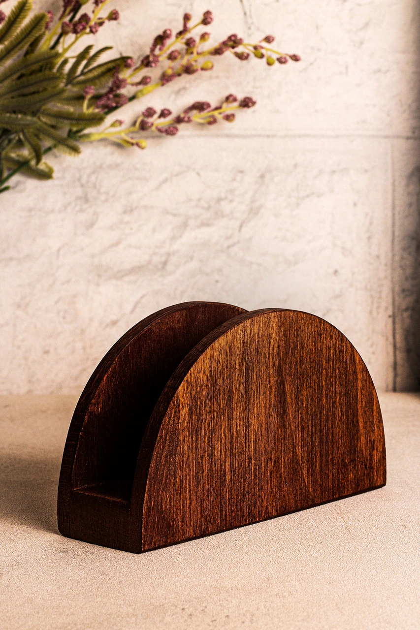 Snippy Maro - Ahşap Peçetelik Masaüstü Peçete Organizeri Kahverengi