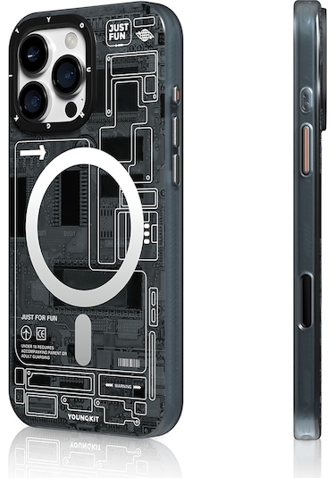 İphone 16 Pro Kılıf Magsafe Uyumlu Kamera Denetim Butonlu Youngkit Technology Serisi Kapak Gri