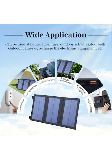 Xuweiwei Weıhaoxı Siyah 3 Katlı Katlanabilir Güneş Paneli Taşınabilir Kamp Aksesuarı Usb Girişli Solar Panel Karavan Kampçılık Piknik İçin