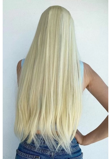 Caş Dekorasyon Isıya Dayanıklı Yarım Ay Saç Çıt Çıt 613 / Düz / Platin Sarı 70cm / 140gr