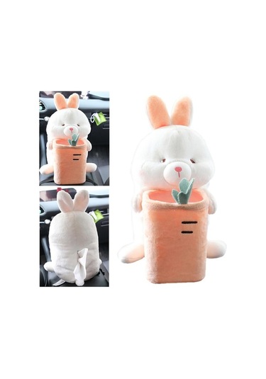 Createtech Yumuşak Tavşan Peluş Oyuncak Sevimli Suntek Kutu Çöp Araba Qr Diğer