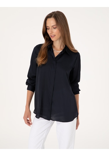 Pierre Cardin Kadın Lacivert Gömlek Desenli 50313588-vr033 Lacivert