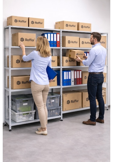Galvaniz 6 Katlı Arşiv Raf Sistemi - Çelik Raf - Metal Raf Metalik