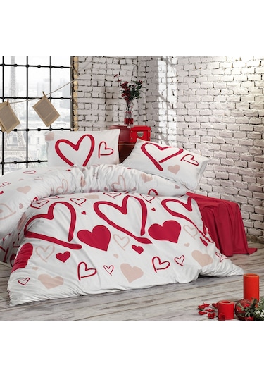 Menderes Home Cotton Collection Ranforce Tek Kişilik Nevresim Takımı Amor Kırmızı