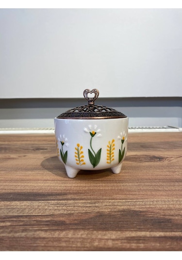 D.papatya Desenli El Yapımı Seramik Fincan, Kupa Seti Ve Şekerlik