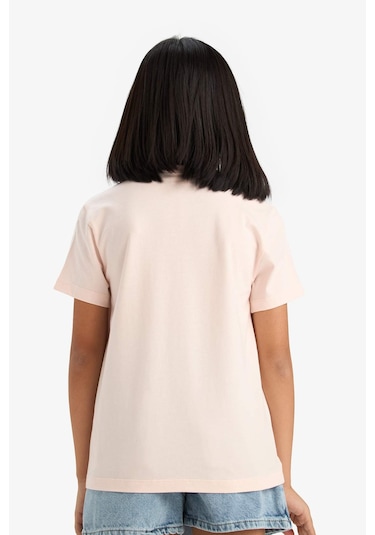 DeFacto Kız Çocuk Bisiklet Yaka Anime Baskılı Kısa Kollu Tişört E0350A825SMPN447 Pembe